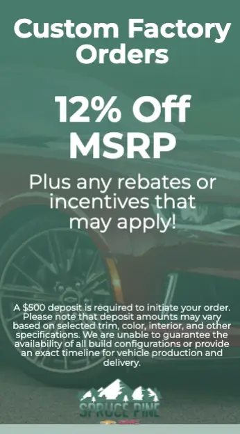 Spruce Pine Chevrolet custom build orders 12 percent off plus rebates and incentives